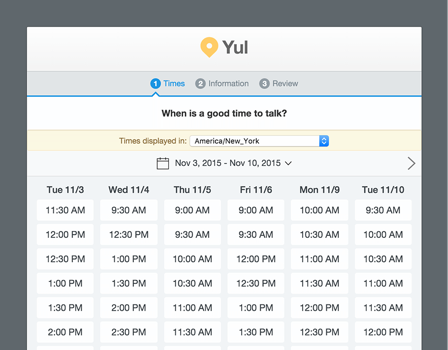 Sales funnel scheduling page
